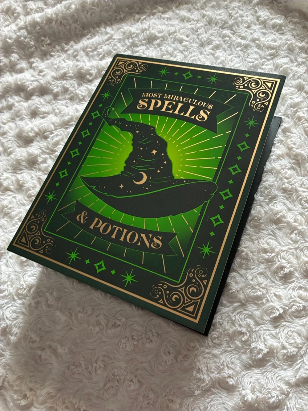 Most Miraculous Spells & Potions Storage Book - Green and Gold Witch Hat Cover